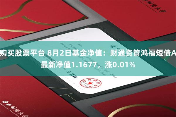 购买股票平台 8月2日基金净值：财通资管鸿福短债A最新净值1.1677，涨0.01%