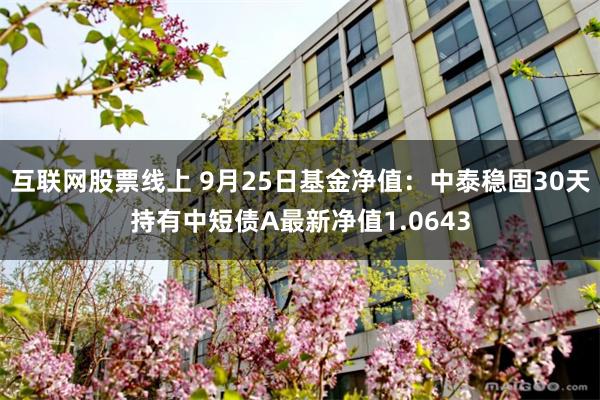 互联网股票线上 9月25日基金净值：中泰稳固30天持有中短债A最新净值1.0643